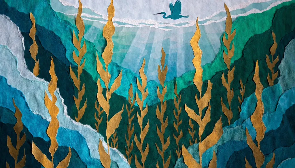 Calm deep-water cut-paper collage