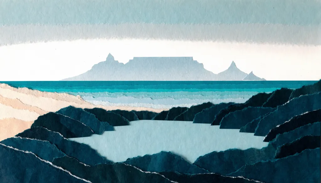 Calm cut-paper coastal collage